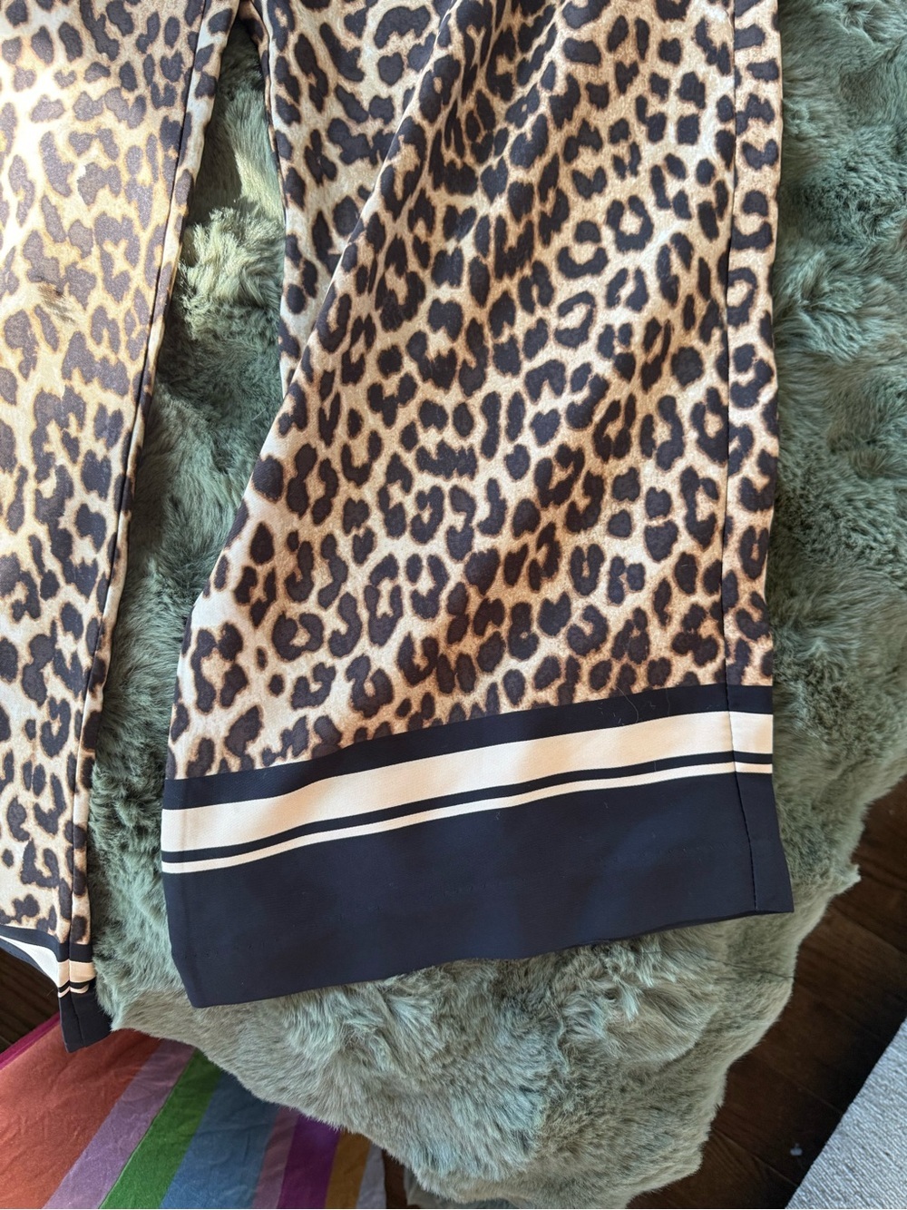 H&M Leopard Print Wide Leg Pants in Brown and Black Size Large - Picture 3 of 6